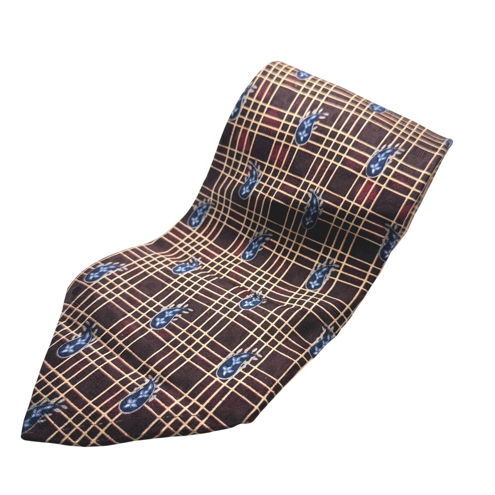 Chaps Ralph Lauren Plaid Brown‎ Paisley Pattern Necktie Men's Business Casual